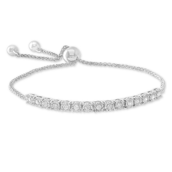 New Wrapped diamond bolo bracelet (1/2 ct tw) silver🎁 birthday fine jewelry